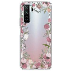 Силиконовый чехол "Розовая цветочная рамка" на Honor 30S (Global) / Хонор 30S (Глобал) Case Place