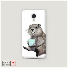 Силиконовый чехол "Бобер с кружкой" на Meizu M3 Note / Мейзу М3 Нот Case Place