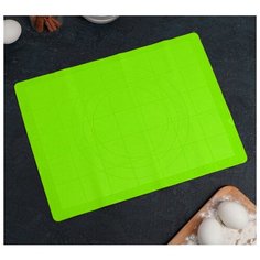 Коврик с разлиновкой «Буссен» Skiico Kitchenware 38×28 см / Коврик силиконовый для раскатки теста цвет Зеленый