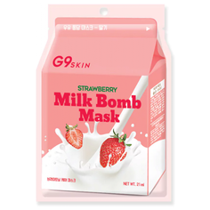 Маска для лица тканевая на основе натуральной молочной эссенции G9Skin Milk Bomb Mask (strawberry (клубника))