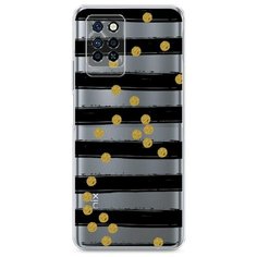 Силиконовый чехол "Черные полоски с золотыми кружками" на Infinix Infinix Note 10 Pro / Инфиникс Нот 10 Про Case Place
