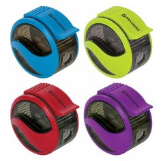 Точилка BRAUBERG "Rewind", с контейнером, пластиковая, корпус ассорти, 228468