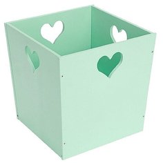 Деревянный ящик для игрушек мятный с сердечком Посиделкин