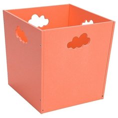 Деревянный ящик для игрушек оранжевый с облачком Посиделкин