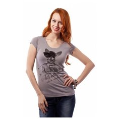 Футболка с принтом и декоративными элементами Mondigo (3887, серый, размер: 44)