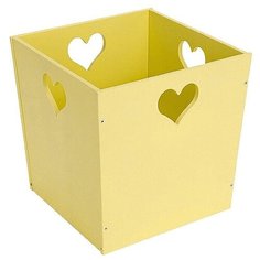 Деревянный ящик для игрушек желтый с сердечком Посиделкин