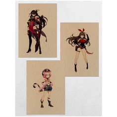 Комплект постеров на крафт бумаге "Genshin Impact" / Постер размером 45х32 см Ru Print