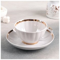 Чашка чайная 275 мл с блюдцем "Московский", с отводкой Дулёвский фарфор