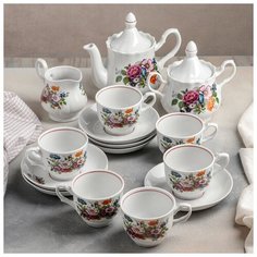Сервиз чайный "Букет цветов", 15 предметов Добрушский фарфоровый завод