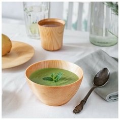 Набор посуды "Детский" из сибирского кедра, 19x2 см; 13x7 см; 180 мл, цвет молочный Magistro