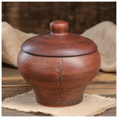 Горшок для запекания гладкий, 2.2 л Красная глина