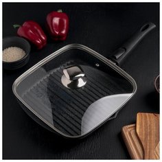 Сковорода-гриль «Гранит», 26×26, съёмная ручка, стеклянная крышка Мечта