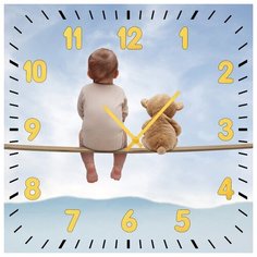 SvS Настенные часы SvS 4002045 Ребенок с мишкой смотрят в небо СВС