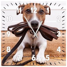 SvS Настенные часы SvS 3002035 Пес с ремнем в зубах СВС