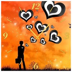 SvS Настенные часы SvS 4002077 Черно-белые сердца СВС