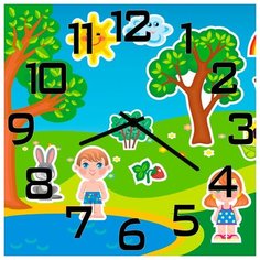 SvS Настенные часы SvS 4002625 Девочка, мальчик и зайчик СВС