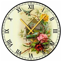 SvS Настенные часы SvS 3001033 Classic Розы с птицей на ветке СВС