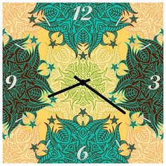 SvS Настенные часы SvS 4002900 Желто-зеленый узор СВС