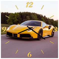 SvS Настенные часы SvS 3501956 Желтое спортивное авто СВС