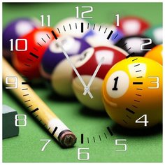 SvS Настенные часы SvS 4001613 Бильярдные шары и кий СВС