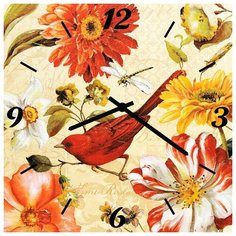 SvS Настенные часы SvS 3002847 Птичка в цветах СВС