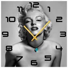 SvS Настенные часы SvS 3502462 Мерилин Монро черно-белая СВС