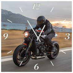 SvS Настенные часы SvS 4002019 Мотоциклист на фоне гор СВС