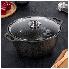 Кастрюля 3 л Granit ultra, со стеклянной крышкой, антипригарное покрытие Kukmara