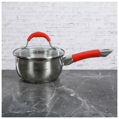 Ковш «Аврора» 1,6 л, d=16 см, капсульное дно, стеклянная крышка, клёпаная ручка Katun