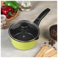 Ковш 1,3 л, Casta Color стекл. крышка цвет зеленый