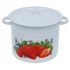 Кастрюля цилиндрическая 9 л "Клубника садовая" Сибирские товары