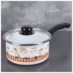 Ковш 1,5 л "Итальянская кухня", стеклянная крышка Маруся