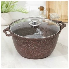 Кастрюля 4 л "Granit ultra" (red), со стеклянной крышкой, антипригарное покрытие Kukmara