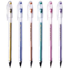 Набор гелевых ручек Crown Hi-Jell Metallic (0.5мм, металлик) 6шт., 24 уп. (HJR-500GSM/6)