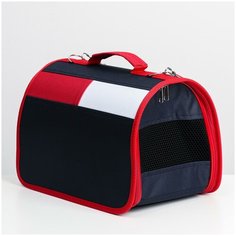 Переноска для кошек, животных, сумка для кошек , каркасная, 46*28,5*29 см, синий-красный Сима ленд