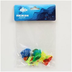 Декор для аквариума "Рыбки", набор 4 шт, 5,5 * 4,2 * 1,7 см Пижон Aqua