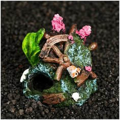 Декор для аквариума "Штурвал в кораллах", 8 * 7 * 7 см Сима ленд