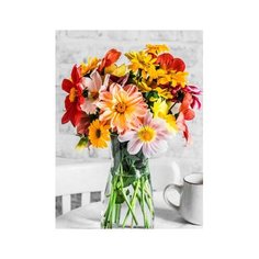 Холст с красками 17х22 см по номерам (в коробке). (14цв) Нежный букет в вазе (Арт. ХК-4006) Рыжий кот