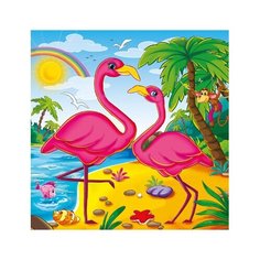 Холст с красками 20х20 см по номерам (в коробке). (14цв) Фламинго на пляже (Арт. ХК-4063) Рыжий кот