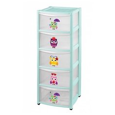 Комод детский на колесах "Бытпласт", 5 ящиков, зеленый Пластишка