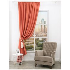Портьера Amore Mio RR 2014-11, лён однотонный, цвет: терракотовый, 200x270 см