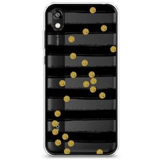 Силиконовый чехол "Черные полоски с золотыми кружками" на Honor 8S Prime / Хонор 8S Прайм Case Place