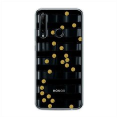 Силиконовый чехол "Черные полоски с золотыми кружками" на Honor 20e / Хонор 20е Case Place