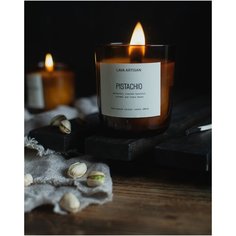 Свеча ароматическая LAVA ARTISAN "PISTACHIO / фисташка" из кокосового воска с деревянным фитилем 280 мл