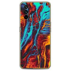 Силиконовый чехол "Желто-голубой флюид" на Realme и Oppo Realme GT / Реалми GT Case Place