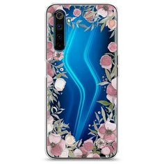 Силиконовый чехол "Розовая цветочная рамка" на Realme и Oppo Realme 6 Pro / Реалми 6 Про Case Place