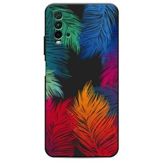 Матовый силиконовый чехол "Рамка из перьев" на Xiaomi Redmi 9T / Сяоми Редми 9Т Case Place