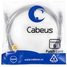 Патч-корд Cabeus PC-UTP-RJ45-Cat.6-2m Кат.6 2 м серый