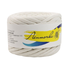 Пряжа Елена и Ко трикотажная широкая, 98 % хлопок, 2 % лайкра, 160 г, 50 м, молочный