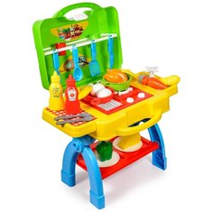 Набор "Мобильная кухня" Игрушки для девочек Green Plast (посудка детская, игрушечная)